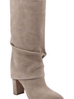 Marc Fisher Larita Slouchy Knee-High Heeled Boot in Taupe